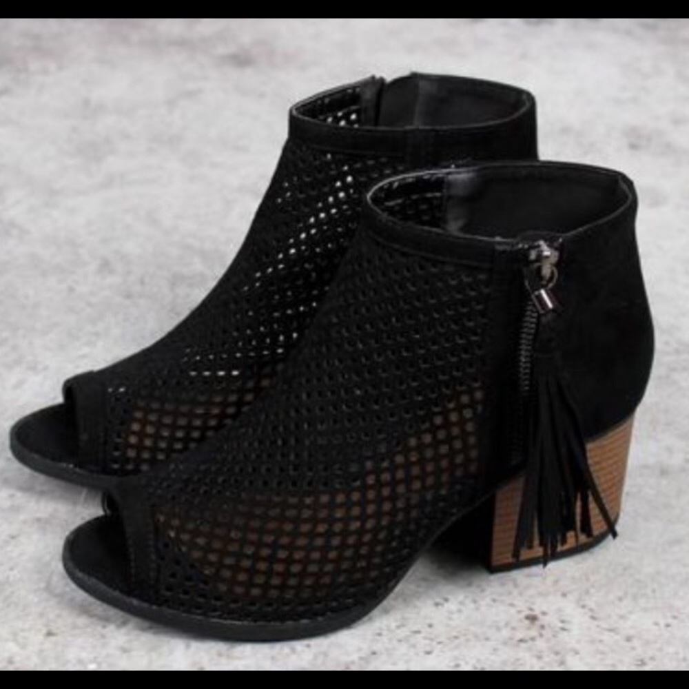 Black peep toe booties